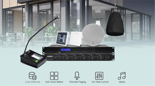 MAG505 Digital 5 × 5 sistem matriks Audio PA untuk restoran