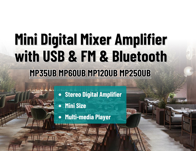 Penguat pengadun Digital Mini dengan USB & FM & Bluetooth MP35UB/MP60UB/MP120UB/MP250UB