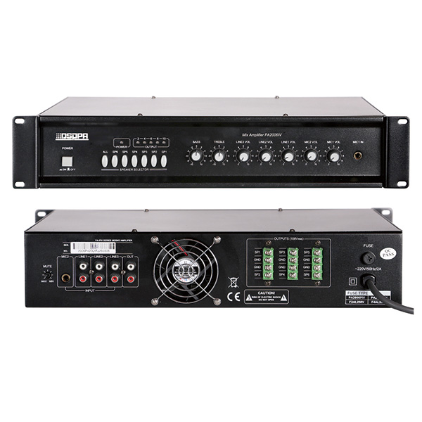 MP2016IV 6 Amplifier pengadun zon dengan 2 input Mic & 3 Line