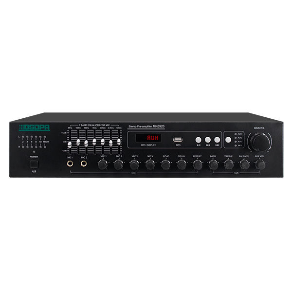 MK6920 2x120W Stereo Mixer Amplifier dengan 4 mic & EQ Control