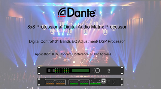 Pemproses matriks Audio untuk Dante Protocol-DP8004