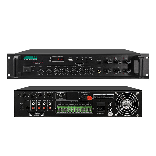 MP210U 60W-350W 6 zon Paging Amplifier dengan USB/ SD/ FM/ Bluetooth