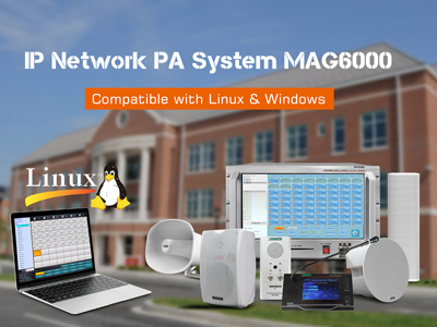 Sistem PA rangkaian IP MAG6000 serasi dengan Linux & Windows