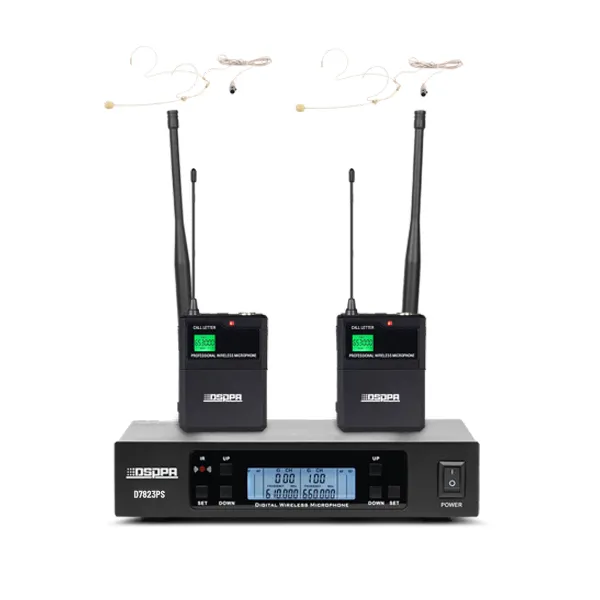 D7823PS True Diversity UHF Wireless Microphone System (Receiver×1+Headset Microphones×2+Bodypack Transmitters×2) - 翻译中...